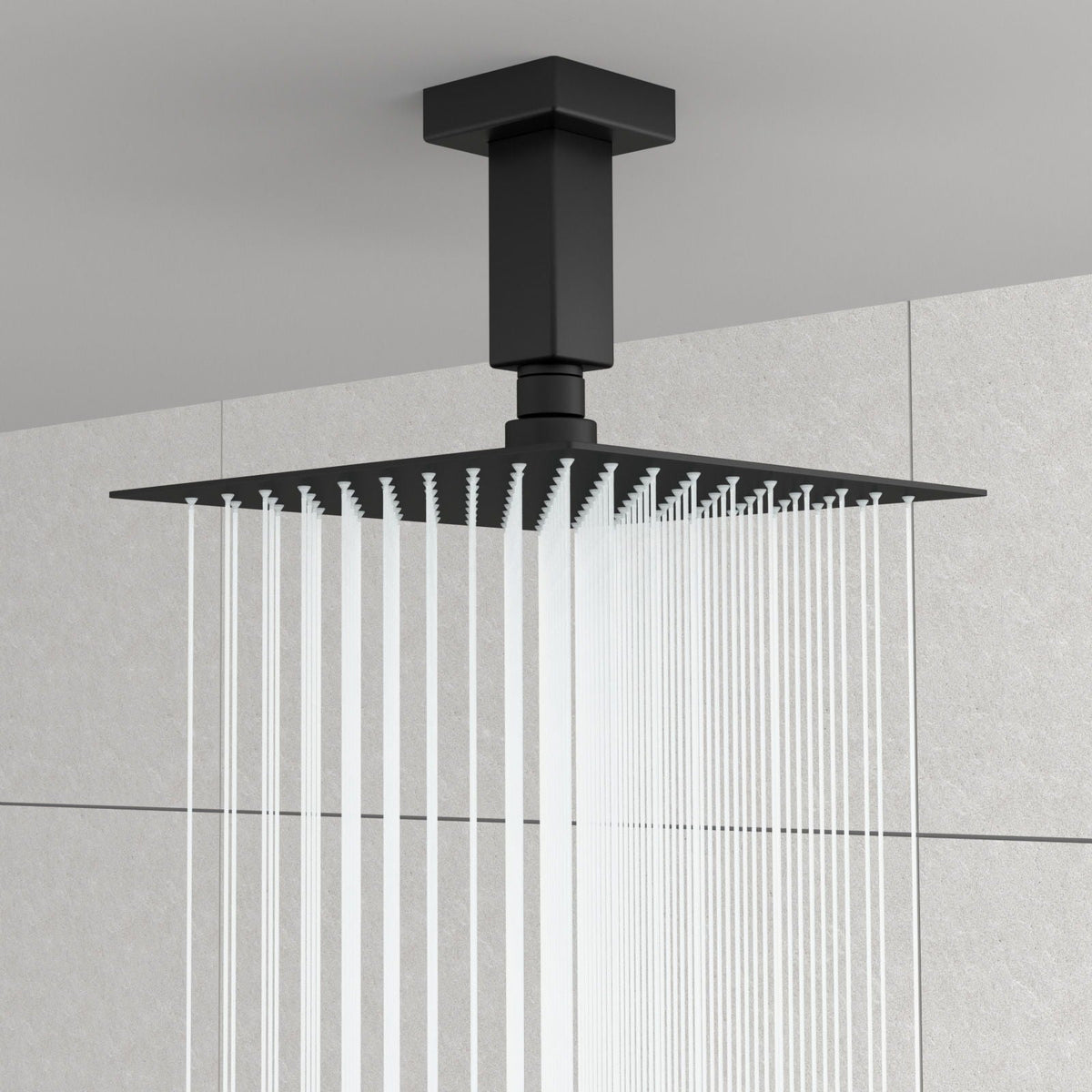 Ceiling Mounted Shower Arm with Flange Stainless Steel - Black or Gray