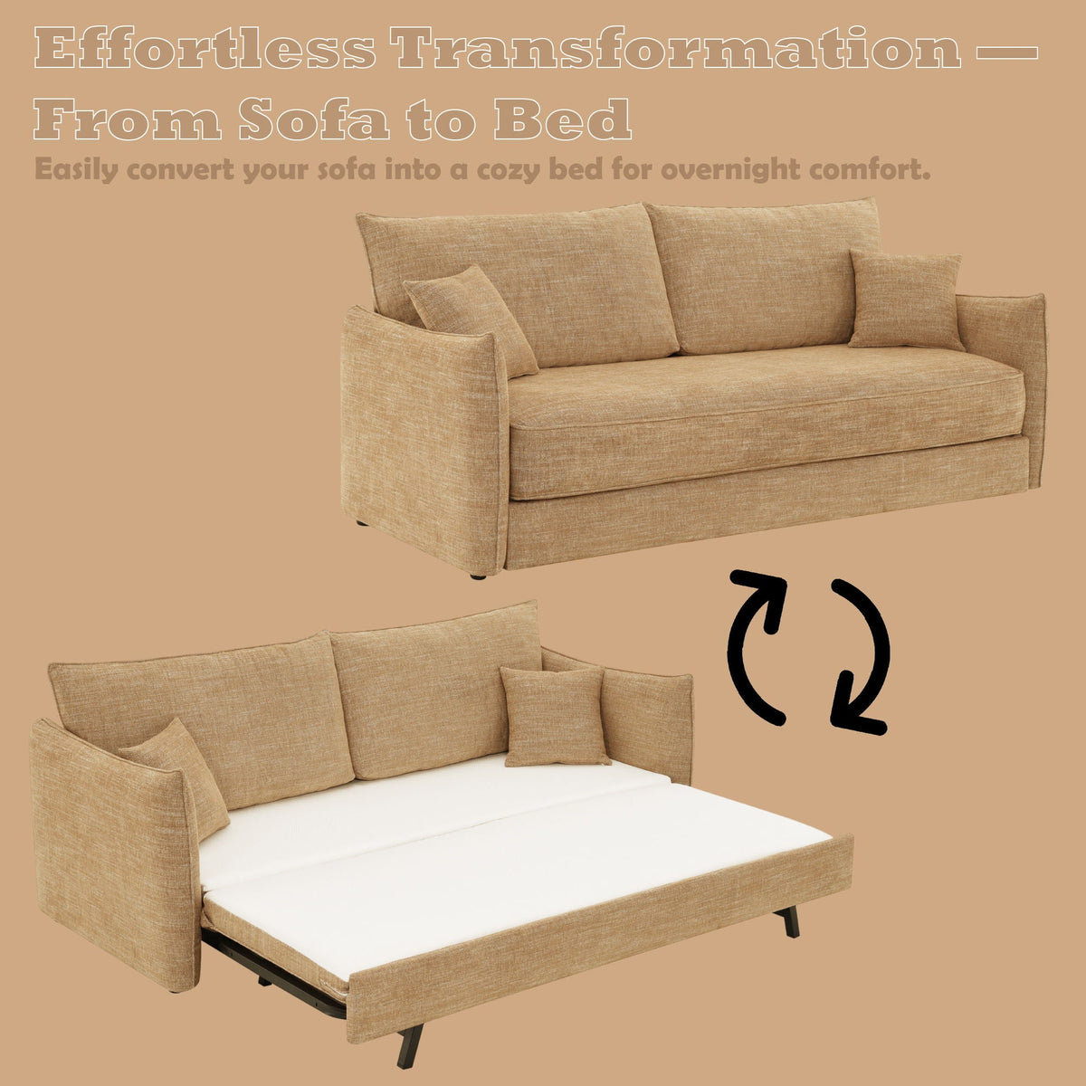 Mocha Sofa with Pocket Coil Support and 2 Pillows - Cadie