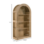 78.74" Tall Arched Bookcase with 4-Tier Shelving - Natural