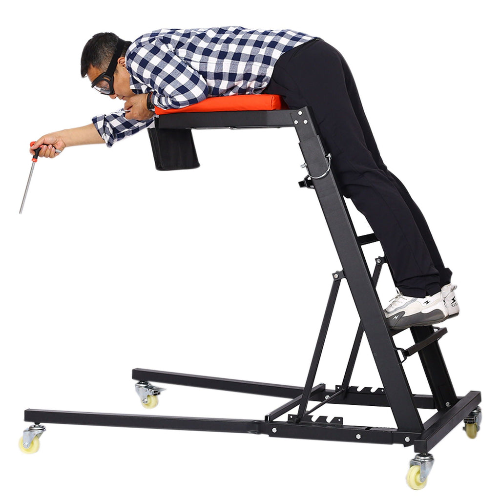 Heavy Duty Foldable Rolling Engine Top Creeper with Padded Deck - Black