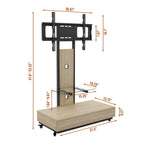Mobile TV Cart with Push Pull Drawer and Lockable Wheels - Black or Light Brown