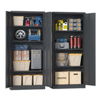 Heavy Metal Garage Storage Cabinet with Locking Doors - Black or White
