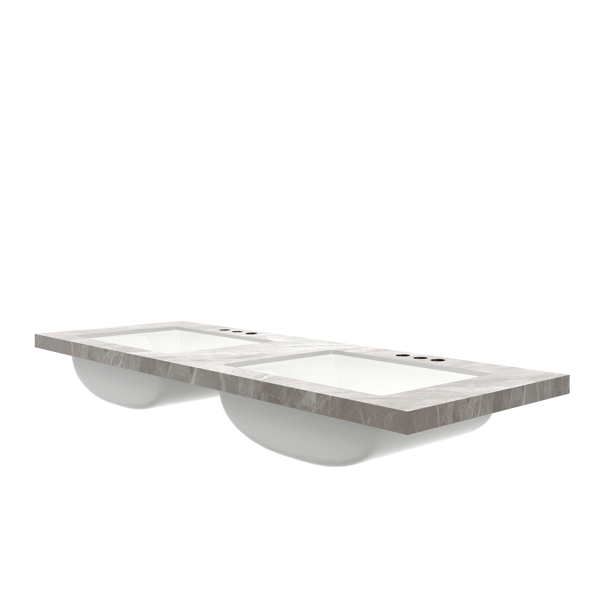 60" Elio Bathroom Undermount Ceramic Sink Vanity Top with Curved Edge - Light Gray