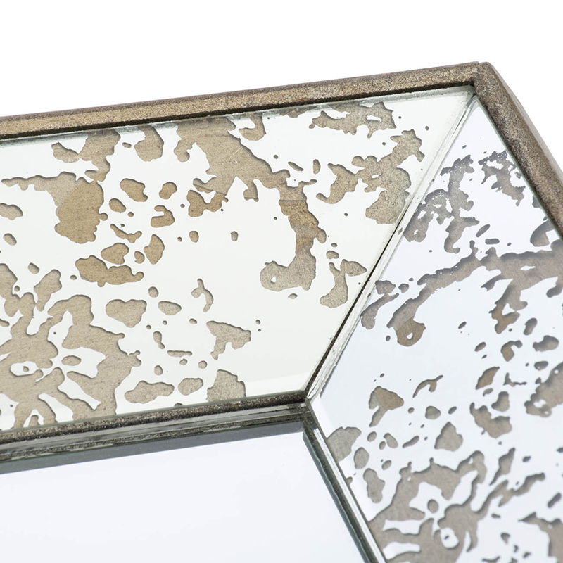 Antique Rectangle Mirror with Floral Accents - Pearl Silver