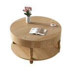 Coffee Table with Dual Storage - Natural Wood, 31.5" Round