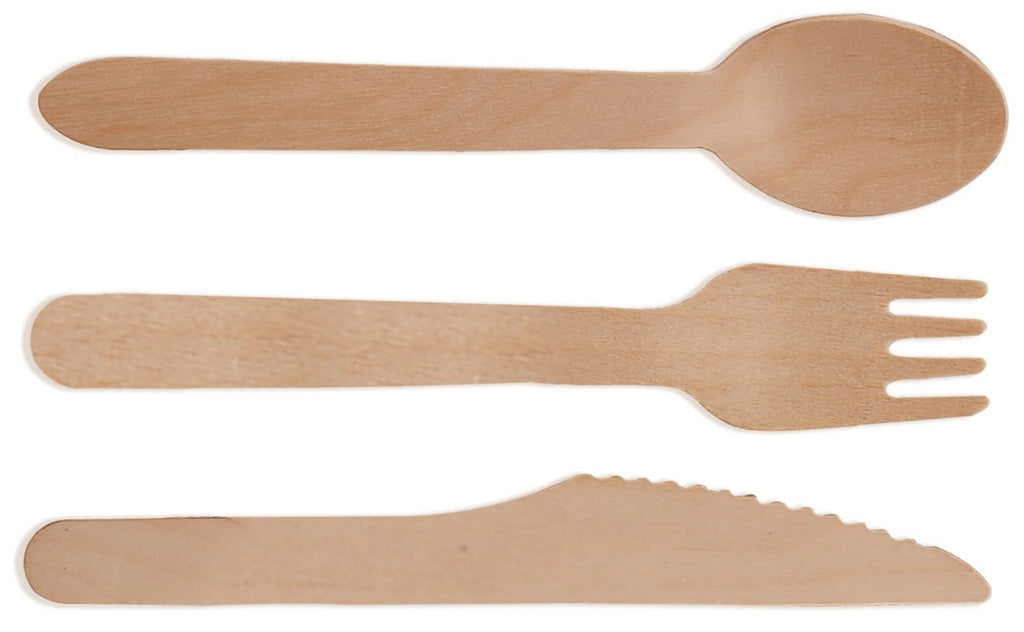 Wooden Compostable Utensils Set - 300 Pieces