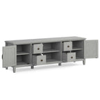 Wide Solid Wood TV Stand with Ample Storage - Dark Brown, White, Gray