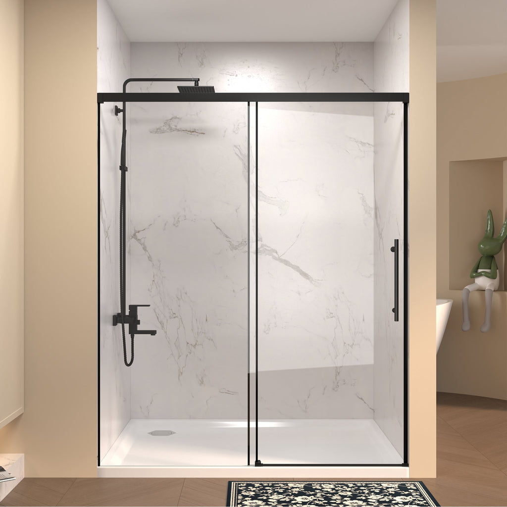 48" W × 72" H Single Sliding Shower Door with Tempered Glass - Clear