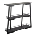 Industrial Bookcase with Black Bamboo & Steel Frame - Black