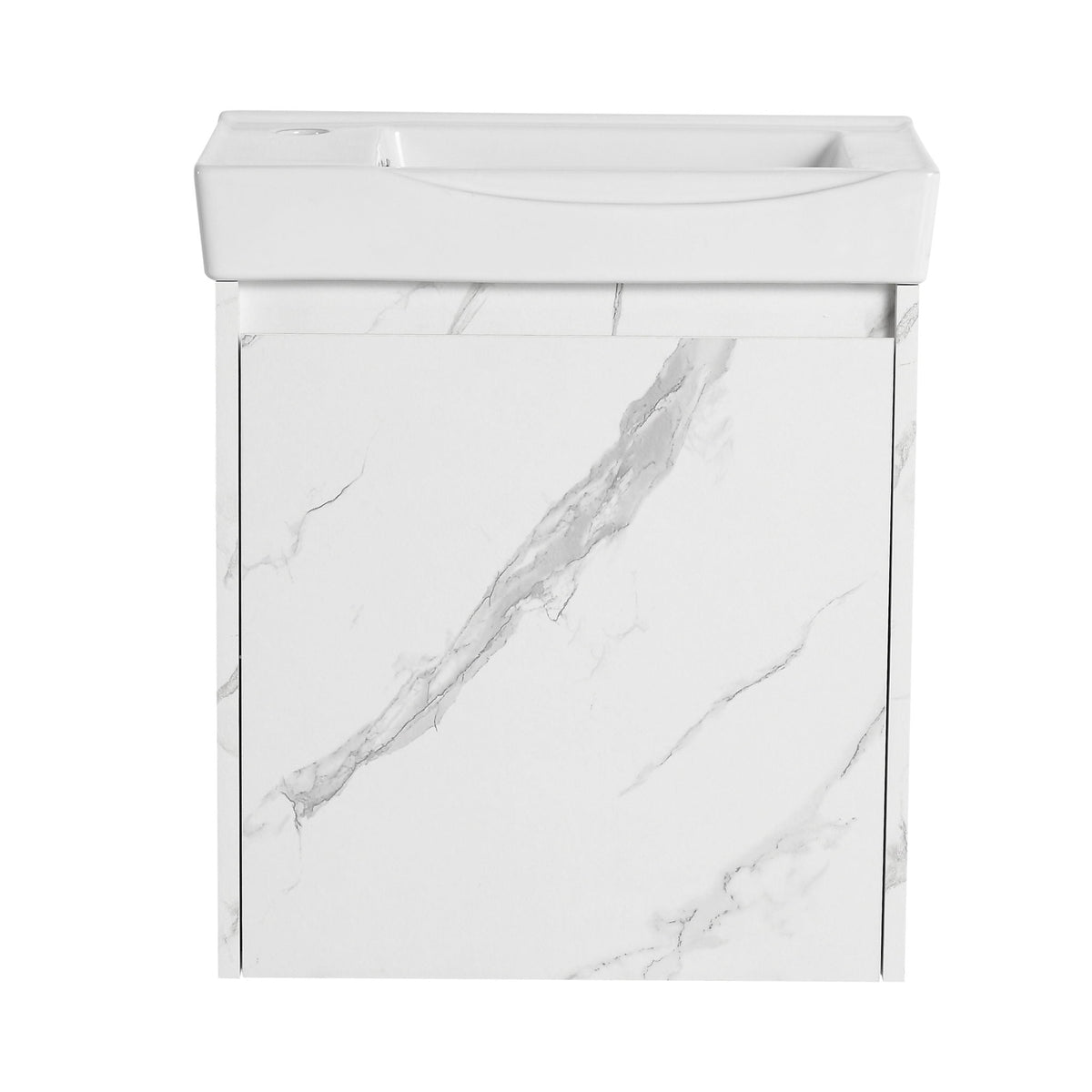 Modern Bathroom Vanity with Ceramic Basin and Storage Cabinet - Light Brown, Black, or White