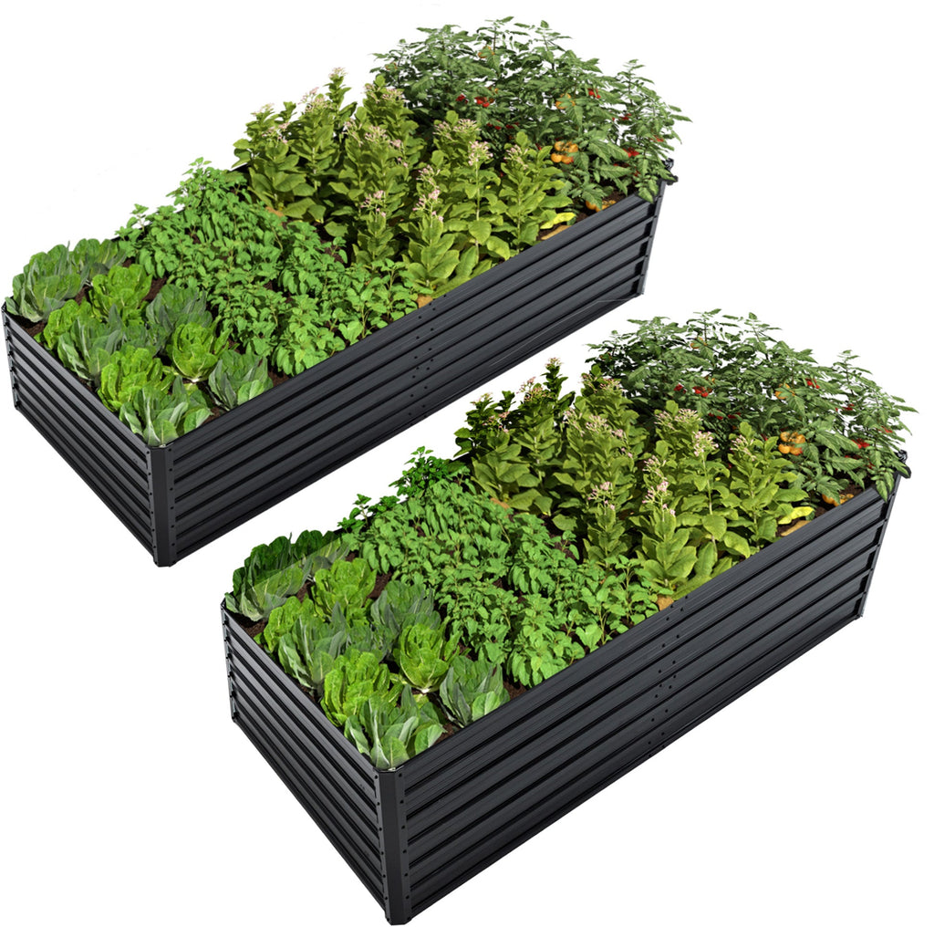 Metal Raised Garden Bed Kit with Galvanized Steel Construction - Black