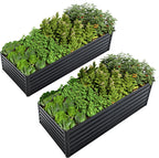 Metal Raised Garden Bed Kit with Galvanized Steel Construction - Black