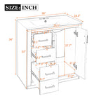 Ceramic Sink Vanity Combo with 3 Drawers and Soft Closing Doors - 30"