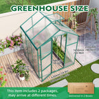 Polycarbonate Walk-In Greenhouse with Raised Base - Green