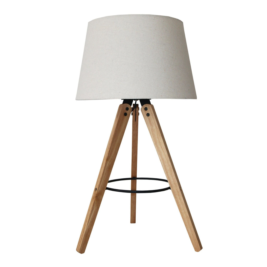 Decorative LED Desk Lamp with 3-Legged Solid Wood Base - Natural