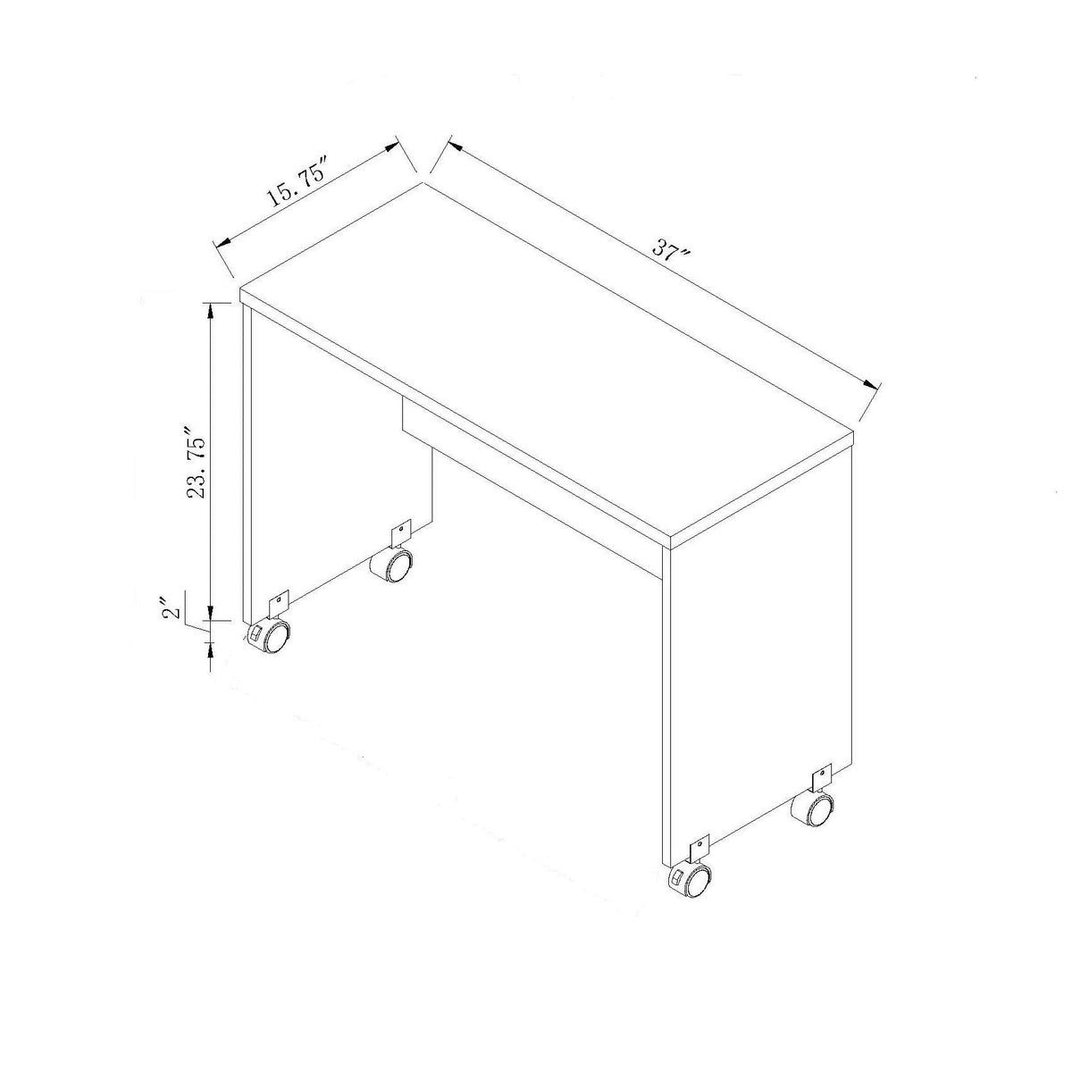 Wood Printer Mobile Stand Computer Desk with Locking Wheels - Dark Brown, Dark Gray, White