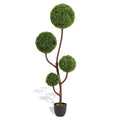 Artificial Boxwood Topiary Tree Triple Ball Shaped Faux Plant