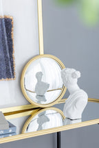 Round Mirror with Iron Frame - Gray