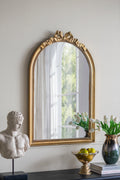 Gold Baroque Style Wall Mirror with Intricate Crown Detailing - 40.2" x 29.9"