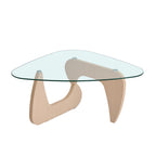 Modern Center Coffee Table with Tempered Glass Top - Light Brown, Black, Dark Brown