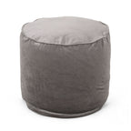 Cylinder Pouf Ottoman with Polystyrene Bead Filling - Dark Gray or Dark Brown