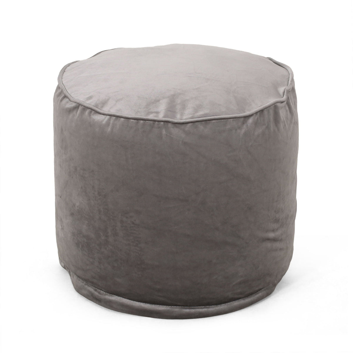 Cylinder Pouf Ottoman with Polystyrene Bead Filling - Dark Gray or Dark Brown