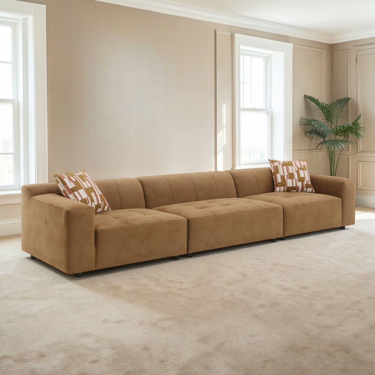 Modular Sofa Set with 2 Matching Toss Pillows - Chocolate