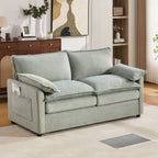 Modern Loveseat Sofa with Side Storage Pockets - Green, Beige, or Dark Gray