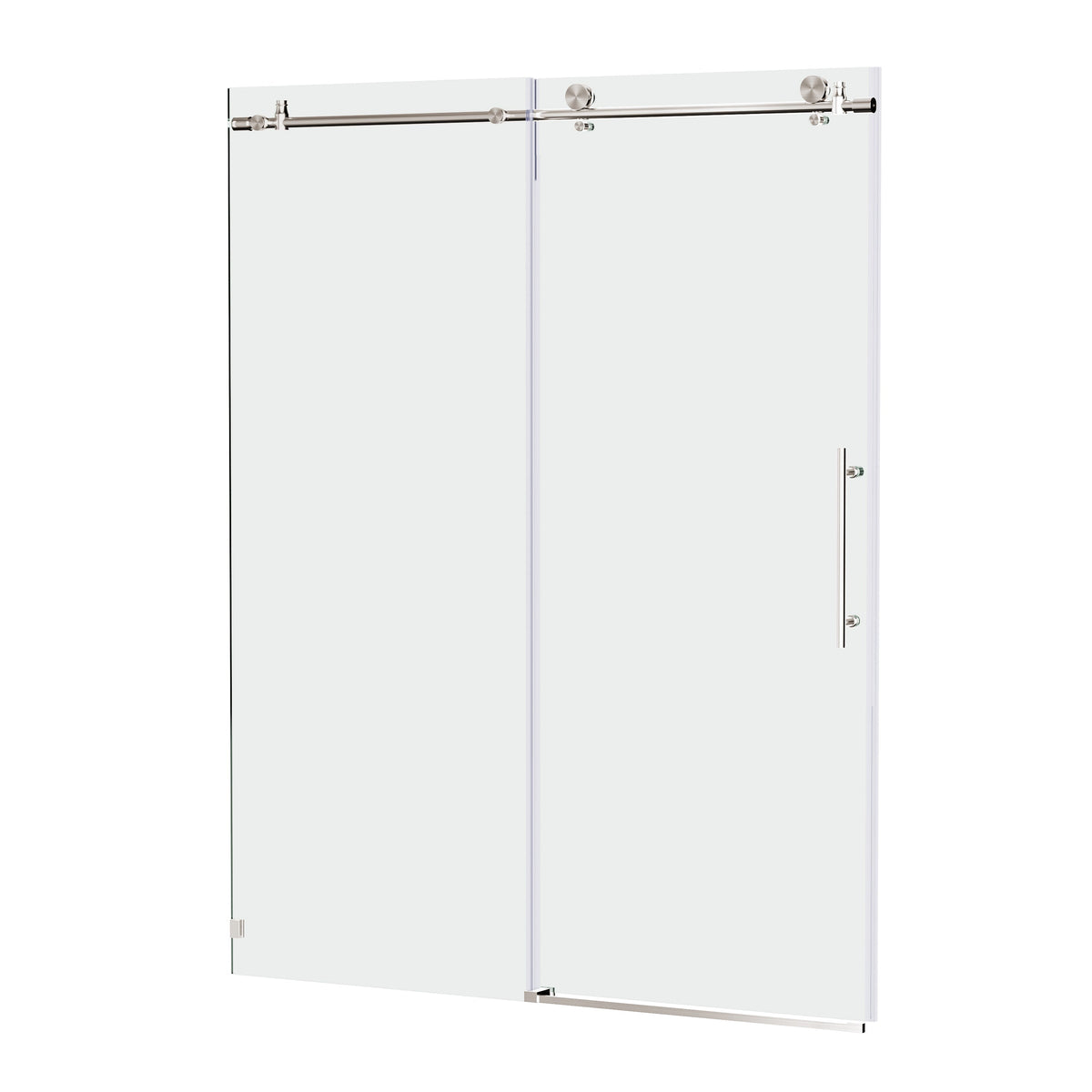 Frameless Sliding Shower Door with Tempered Glass - Brushed Nickel
