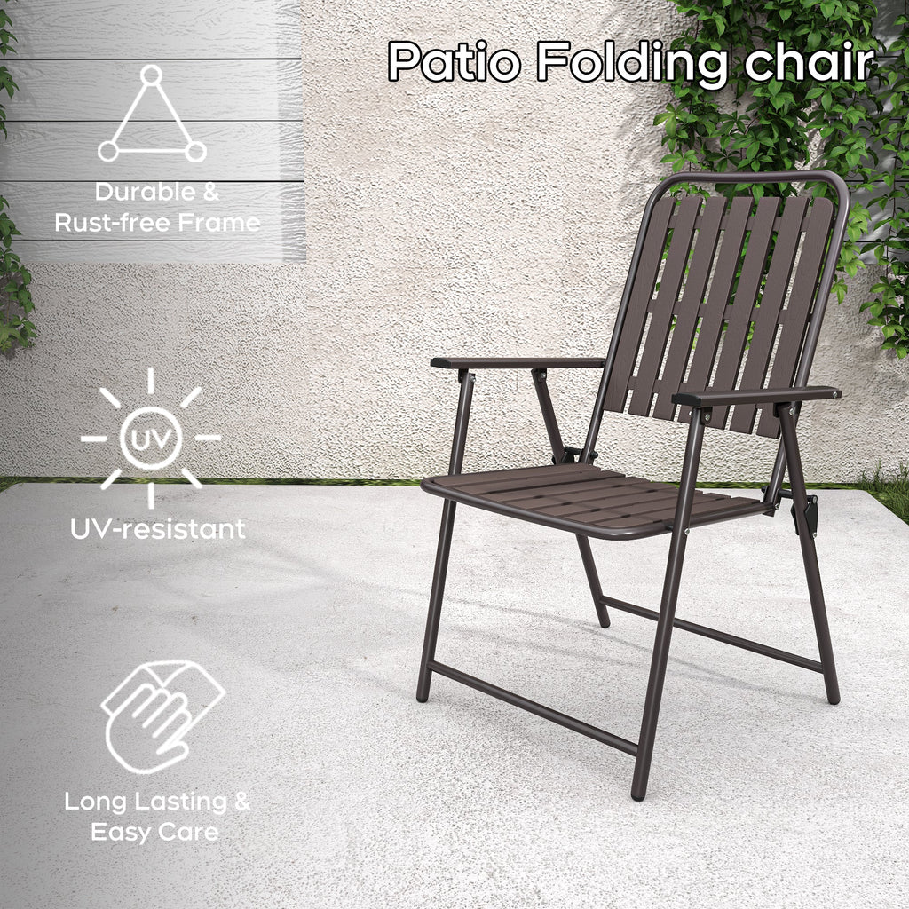 Brown 2-Piece Folding Chair with Rust-Resistant Frame - Brown