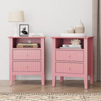Fluted Nightstand with 2 Drawers and Soft-Close Slides - Multiple Colors