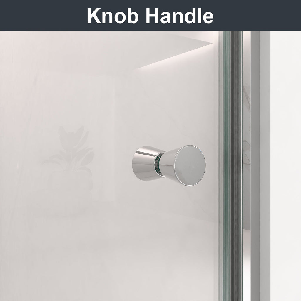 34"W x 72"H Frameless Circular Pivot Shower Door with Tempered Glass - Chrome