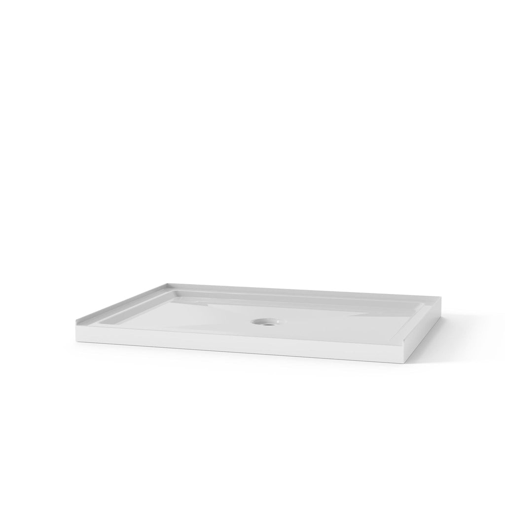 Anti-Slip Shower Base with Center Drain - White