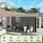 Outdoor Storage Shed with Lockable Doors - Dark Gray