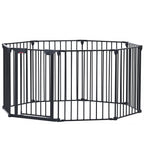 Adjustable Metal Safety Gate Play Yard with Pivoting Panels - Black