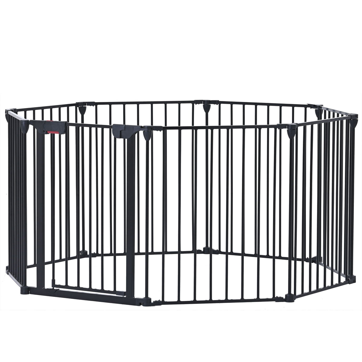 Adjustable Metal Safety Gate Play Yard with Pivoting Panels - Black
