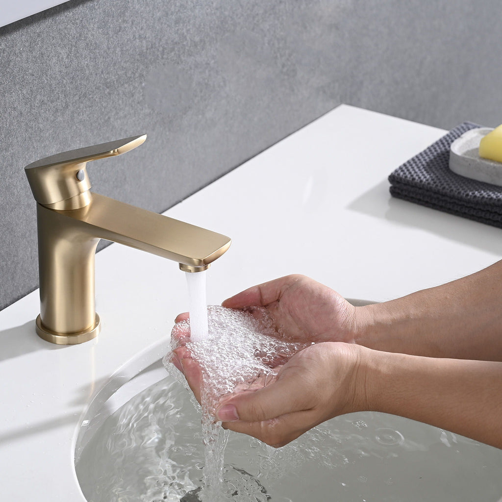 Modern Bathroom Sink Faucet with Single Handle - Gold or Black