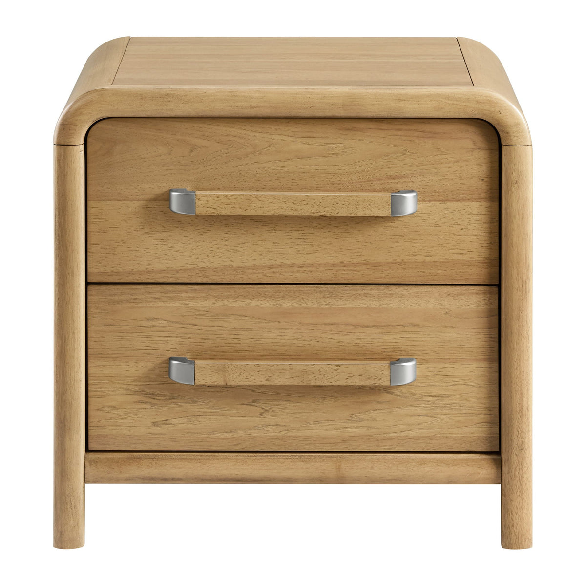 2 Drawer Nightstand with USB Charging - Brown