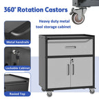 Sturdy Metal Tool Cabinet with Drawer & Locking Doors - Mobile Garage Storage