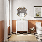 Fully Assembled 36'' Bathroom Vanity with Carrara Stone Top - White