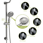 Shower System with 5 Function Rain Hand Shower and Slide Bar Combo - Pearl Silver, Gray, or Black