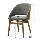 Gray Walnut Side Chair Set with Padded Cushion - Set of 2