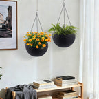 Self Watering Hanging Planter with Water Level Indicator - White, Black, or Dark Brown