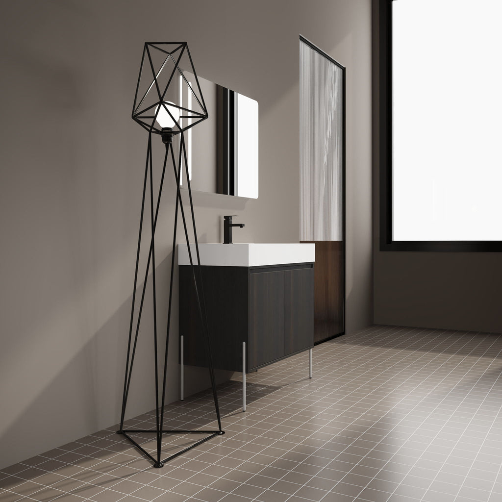 Freestanding Bathroom Vanity With Resin Sink And Storage Cabinet