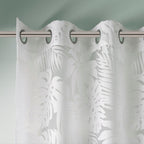 Palm Leaf Burnout Sheer Window Curtain with Grommets - White