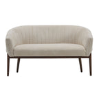 Corduroy Recessed Arm Loveseat with Channel Tufting - Beige & Walnut