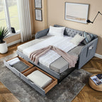 Daybed with Trundle and Storage Drawers - Twin, Fabric Upholstered - Multiple Colors