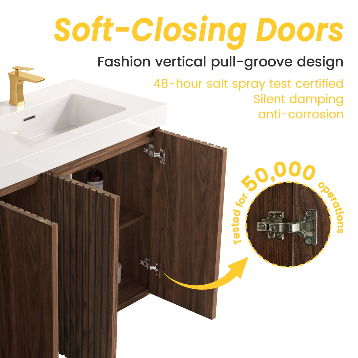 Walnut Brown GALAN 60F Winston Bathroom Vanity with Modern Functionality