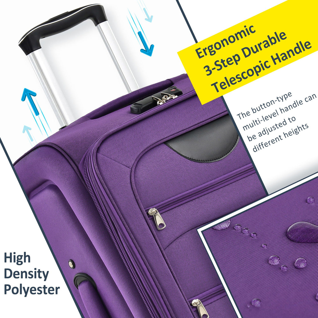 Expandable Softside Luggage 3 Piece Set with Spinner Wheels - Multiple Colors