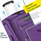 Expandable Softside Luggage 3 Piece Set with Spinner Wheels - Multiple Colors
